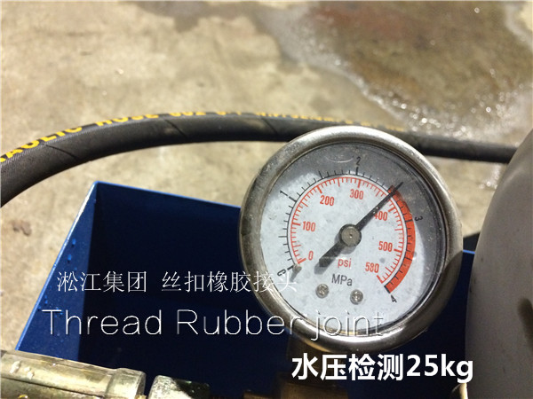 壓力檢測現場:DN50絲扣橡膠接頭輕松達到25kg 壓力檢測現場:DN50絲扣橡膠接頭輕松達到25kg