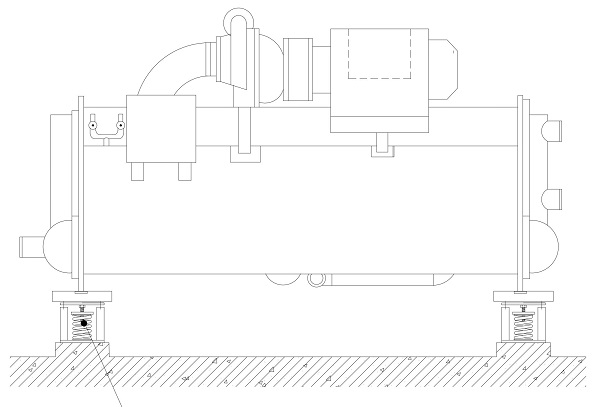【技術】住院部制冷機組隔震示意圖 【技術】住院部制冷機組隔震示意圖